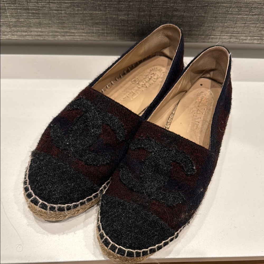 Chanel Black and Brown Espadrilles